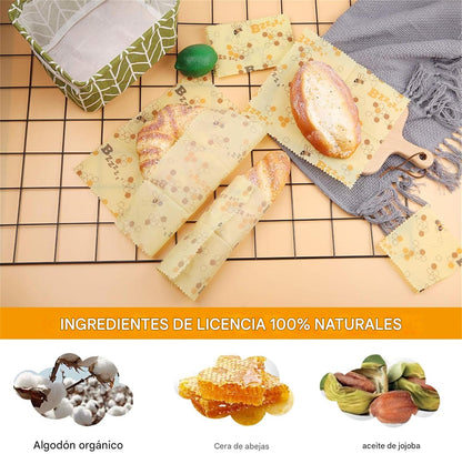 Envoltorio Reutilizable  de Cera de Abeja ( Pack 8 Pcs )