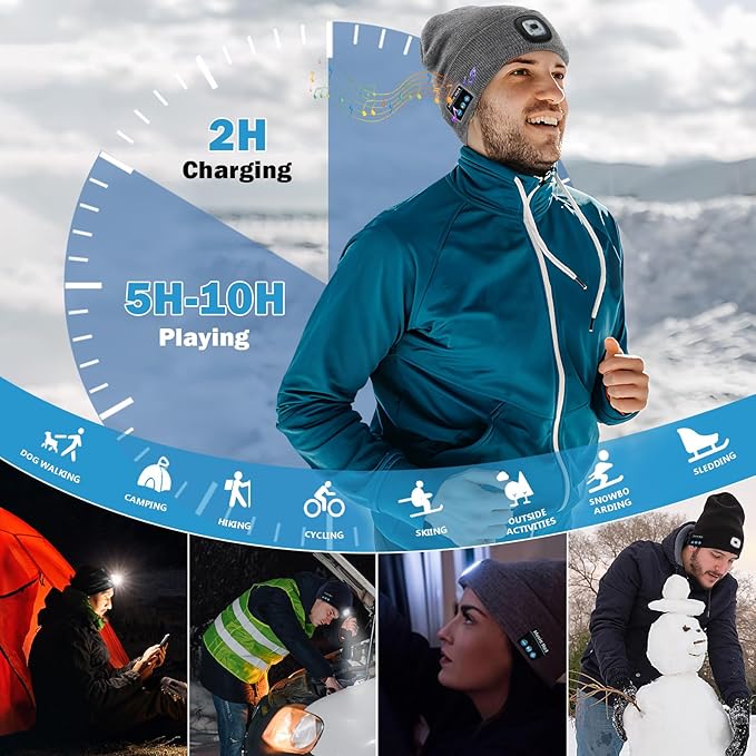 Gorro Bluetooth con Luz LED y auriculares inalámbricos