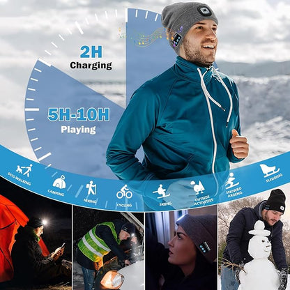 Gorro Bluetooth con Luz LED y auriculares inalámbricos