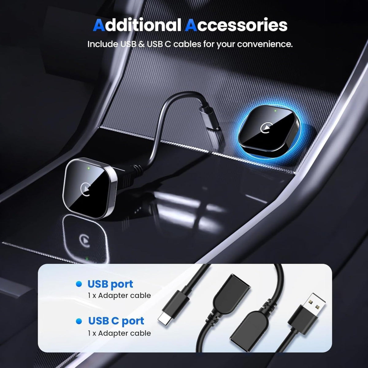 Adaptador inalámbrico CarPlay / Android Auto (Sin Cable)