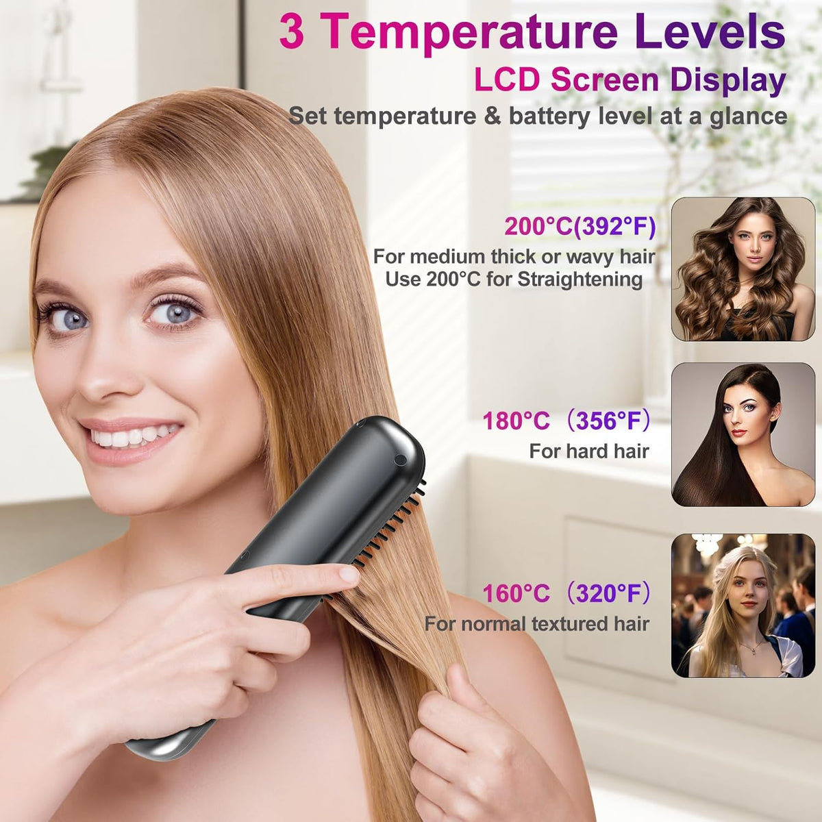 GlowBrush con 3 niveles de temperatura y pantalla LCD