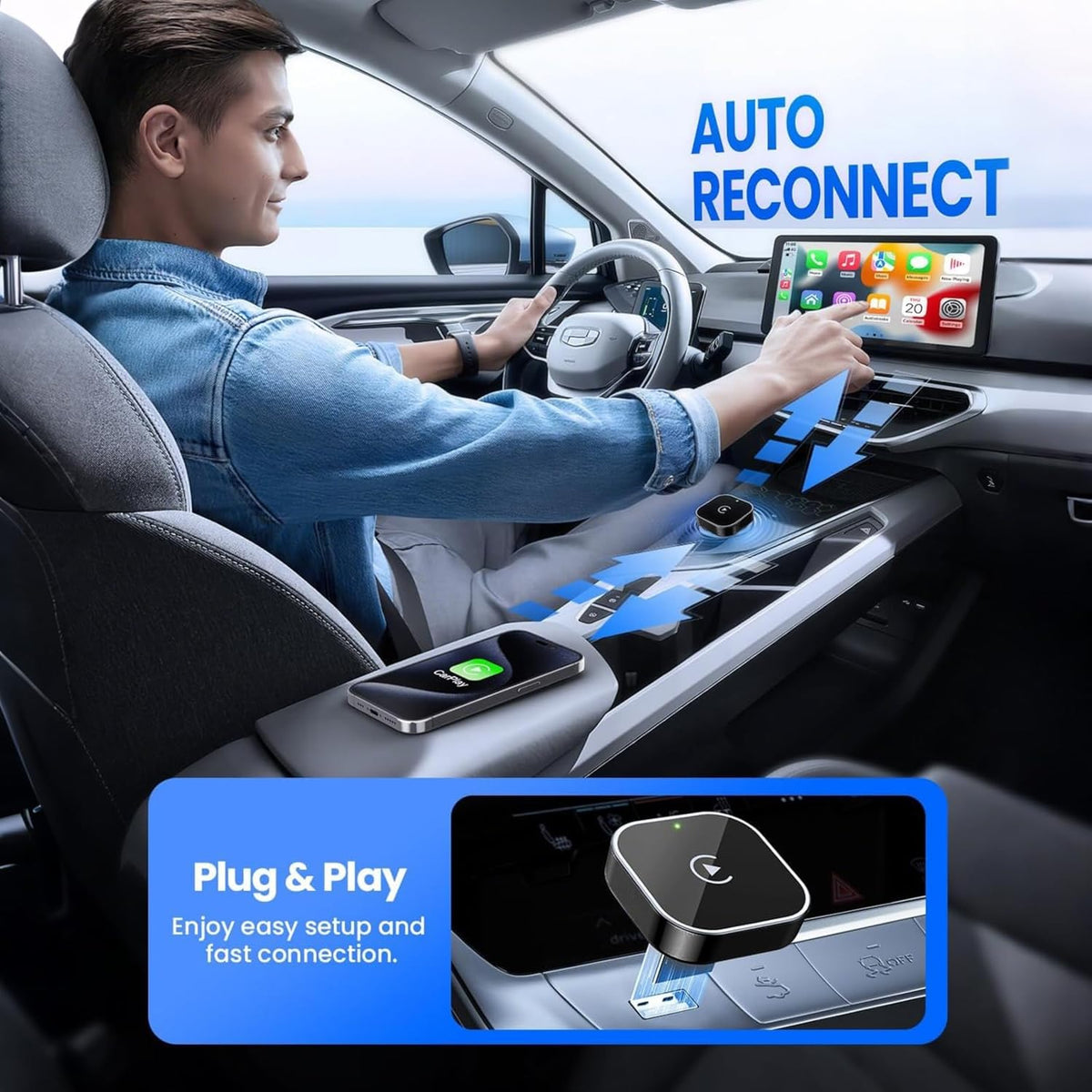 Adaptador inalámbrico CarPlay / Android Auto (Sin Cable)