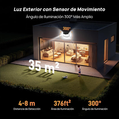 Foco Led Exterior con carga Solar y  Sensor de Movimiento