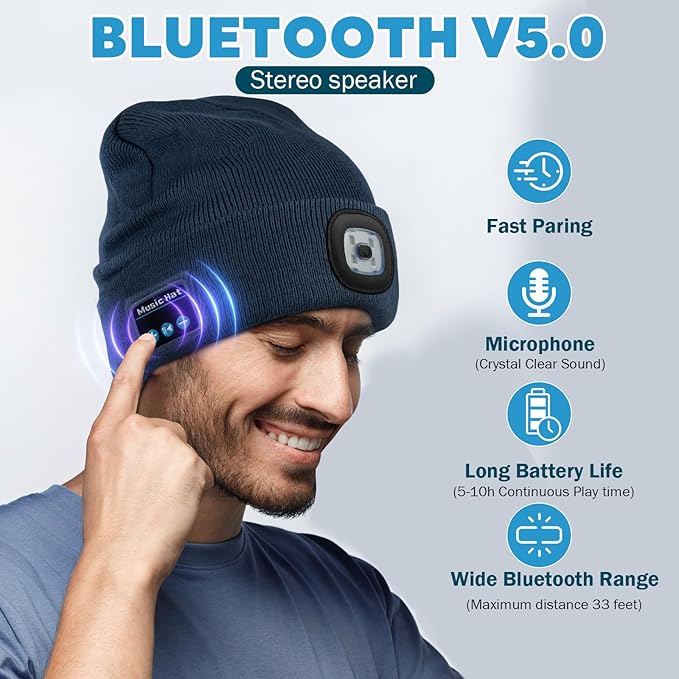 Gorro Bluetooth con Luz LED y auriculares inalámbricos