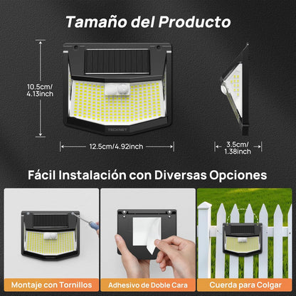 Foco Led Exterior con carga Solar y  Sensor de Movimiento