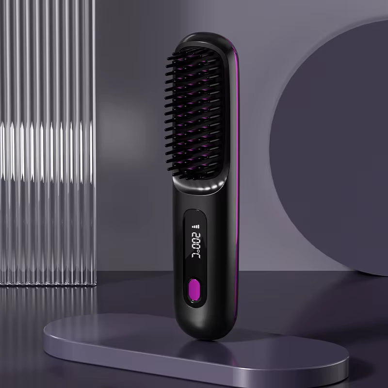 Cepillo alisador inalámbrico GlowBrush negro sobre base