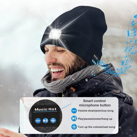 Gorro Bluetooth con Luz LED y auriculares inalámbricos